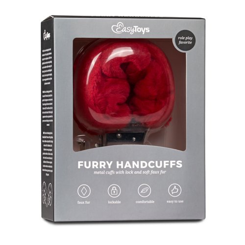 Fur Handcuffs – Red - Image 2