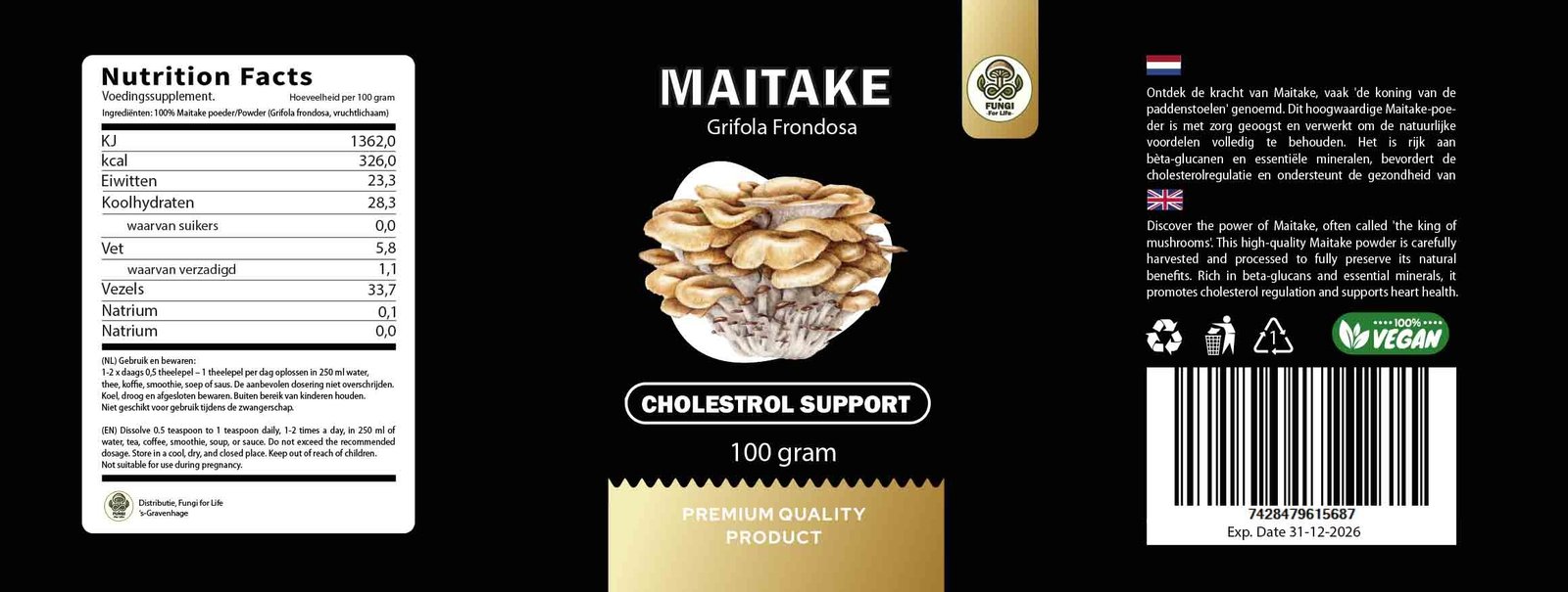 Maitake (Grifola frondosa) – Cholesterol Support – 100 Grams - Image 2